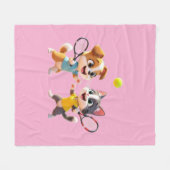 Cute Cartoon Dog and Cat Playing Padel Tennis – Fu フリースブランケット (正面(横))