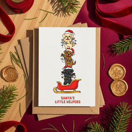 Cute Cartoon Dog Christmas Card – Santa Helpers シーズンカード