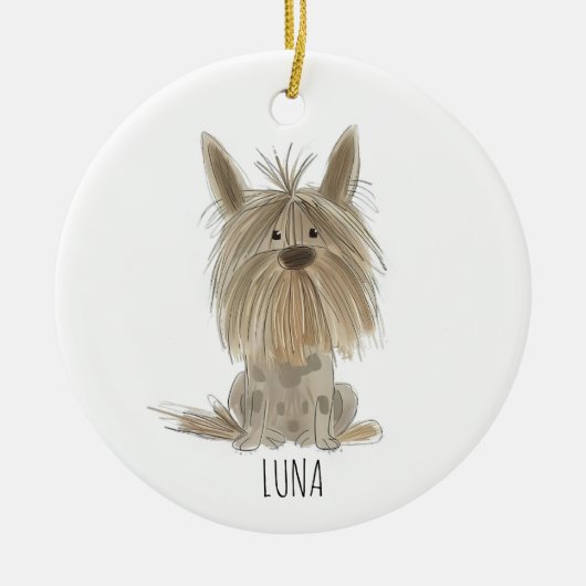 Cute Cartoon Dog Christmas Ornament セラミックオーナメント (正面)