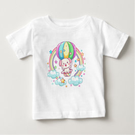 Cute Cartoon Dog Hot Air Balloon Baby T-Shirt ベビーTシャツ
