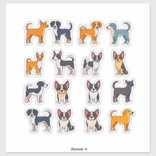 Cute Cartoon Dog Sticker Set With Bright Colors シール (シート)