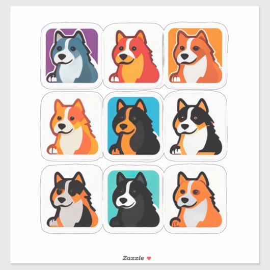 Cute Cartoon Dog Sticker Set With Bright Colors シール (シート)