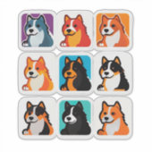 Cute Cartoon Dog Sticker Set With Bright Colors シール (正面)