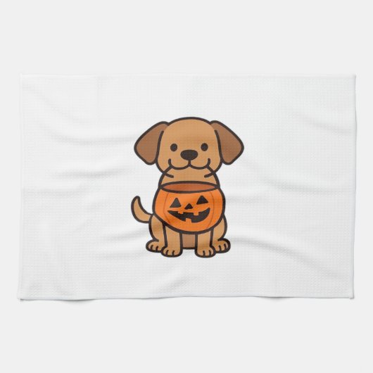 Cute Cartoon Dog Trick-or-Treating Classic T-Shirt キッチンタオル (横)
