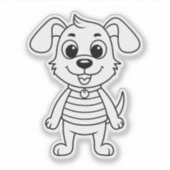 Cute Cartoon Dog with Floppy Ears Custom Die Cut シール (正面)