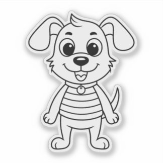 Cute Cartoon Dog with Floppy Ears Custom Die Cut シール