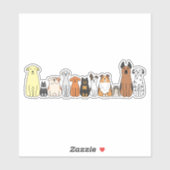 cute cartoon dogs in a row sticker シール (シート)