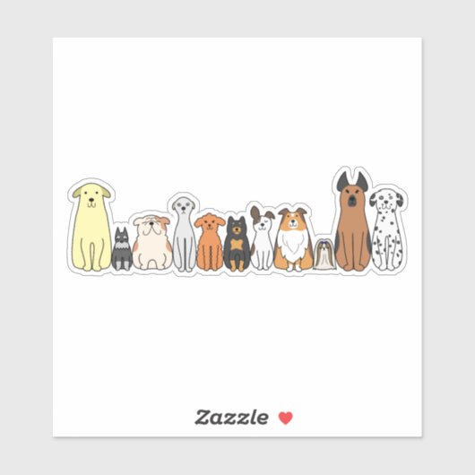 cute cartoon dogs in a row sticker シール (シート)