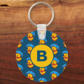 Cute Cartoon Ducks Under Umbrellas Monogram キーホルダー (正面)