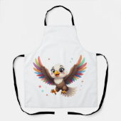 Cute Cartoon Eagle Flying – Friendly Vector Art エプロン (正面)