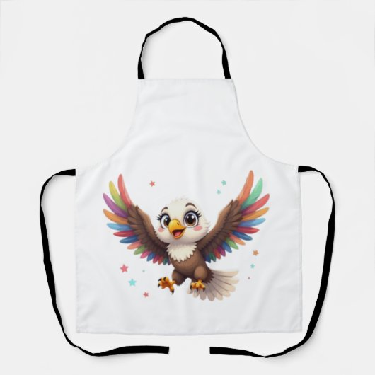 Cute Cartoon Eagle Flying – Friendly Vector Art エプロン (正面)