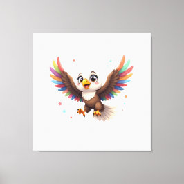Cute Cartoon Eagle Flying – Friendly Vector Art キャンバスプリント