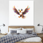 Cute Cartoon Eagle Flying – Friendly Vector Art キャンバスプリント (インサイチュ (寝室))