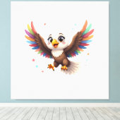 Cute Cartoon Eagle Flying – Friendly Vector Art キャンバスプリント (インサイチュ (ウッドフロア))
