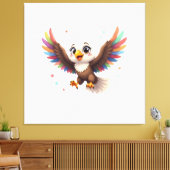 Cute Cartoon Eagle Flying – Friendly Vector Art キャンバスプリント (インサイチュ (リビング))