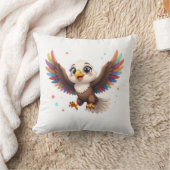 Cute Cartoon Eagle Flying – Friendly Vector Art クッション (ブランケット)