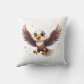 Cute Cartoon Eagle Flying – Friendly Vector Art クッション (裏面)