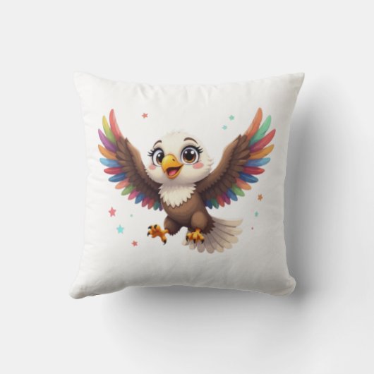 Cute Cartoon Eagle Flying – Friendly Vector Art クッション (裏面)