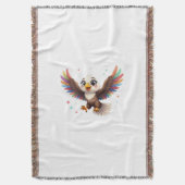 Cute Cartoon Eagle Flying – Friendly Vector Art スローブランケット (正面縦)