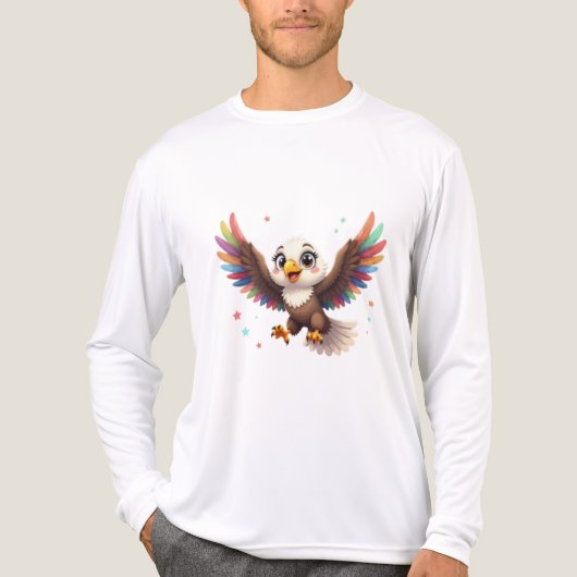 Cute Cartoon Eagle Flying – Friendly Vector Art トライブレンドＴシャツ (正面)