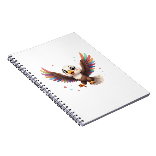 Cute Cartoon Eagle Flying – Friendly Vector Art ノートブック (右側)