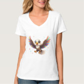 Cute Cartoon Eagle Flying – Friendly Vector Art Tシャツ (正面)