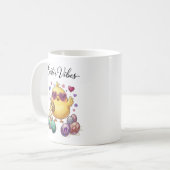 Cute Cartoon Easter Chick with Pastel Eggs Heart コーヒーマグカップ (正面左)