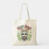 Cute Cartoon Easter Hop Hop Bunny Illustration トートバッグ (裏面)