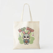 Cute Cartoon Easter Hop Hop Bunny Illustration トートバッグ (正面)