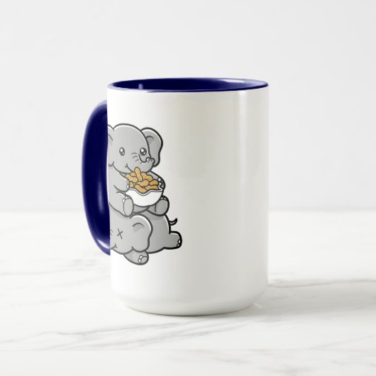Cute Cartoon Elephants Eating Peanuts Fun Art マグカップ (正面左)