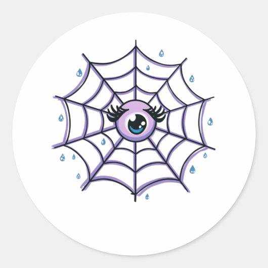 Cute Cartoon Eye in a Sparkly Web ラウンドシール (正面)