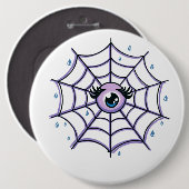 Cute Cartoon Eye in a Sparkly Web 缶バッジ (正面&裏面)