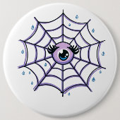 Cute Cartoon Eye in a Sparkly Web 缶バッジ (正面)