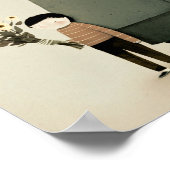 Cute cartoon fairy bear and boy. Floral Birthday ポスター (角)