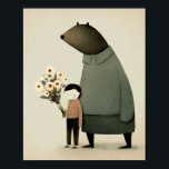Cute cartoon fairy bear and boy. Floral Birthday  ポスター<br><div class="desc">Cute cartoon fairy bear and boy with flowers poster.</div>