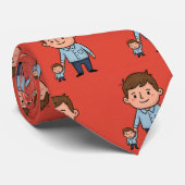 Cute Cartoon Father & Son Happy Father's Day ネクタイ (ロール)