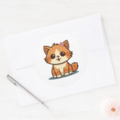 Cute Cartoon Floral Cat Sticker – Kitten Design ラウンドシール (封筒)