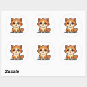 Cute Cartoon Floral Cat Sticker – Kitten Design ラウンドシール (シート)