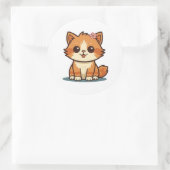 Cute Cartoon Floral Cat Sticker – Kitten Design ラウンドシール (バッグ)