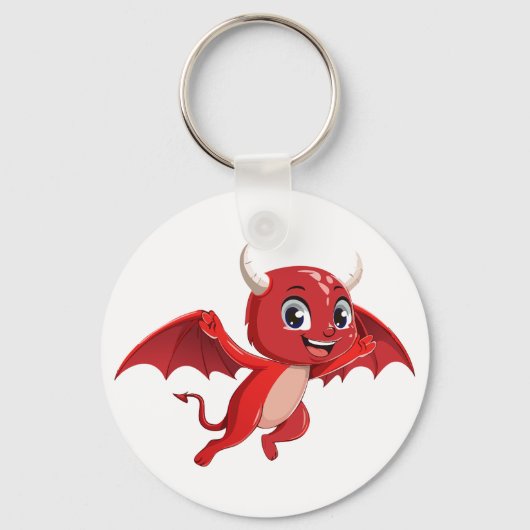 Cute cartoon flying devil キーホルダー (正面)