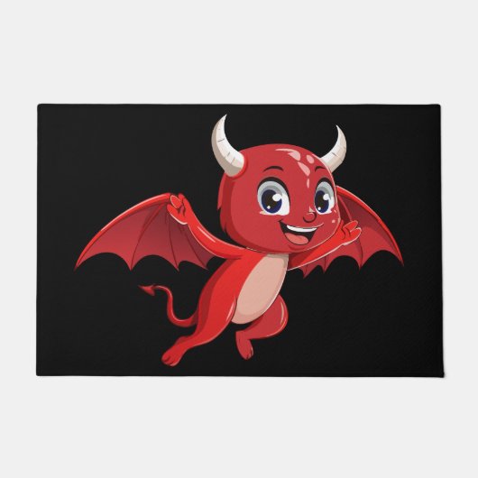 Cute cartoon flying devil ドアマット (正面)