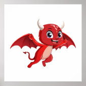 Cute cartoon flying devil ポスター (正面)