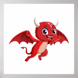 Cute cartoon flying devil ポスター