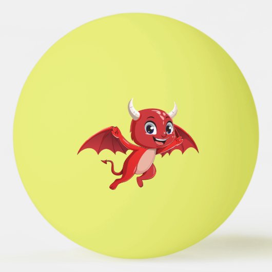 Cute cartoon flying devil 卓球ボール (正面)