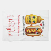 Cute Cartoon Food Towel Custom Name Valentine キッチンタオル (横)