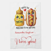 Cute Cartoon Food Towel Custom Name Valentine キッチンタオル (縦)