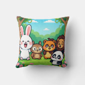 Cute Cartoon Forest Animals Friends クッション (裏面)