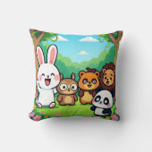 Cute Cartoon Forest Animals Friends クッション (正面)