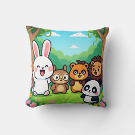 Cute Cartoon Forest Animals Friends  クッション