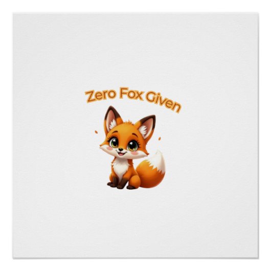 Cute Cartoon Fox – Adorable Kawaii Style ポスター (正面)